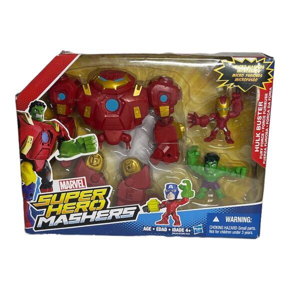 Marvel Super Hero Mashers Hulk Buster Fury Force Micro Hulk & Iron Man Brand New